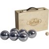 coffret bois avec  6 boules de pétanque